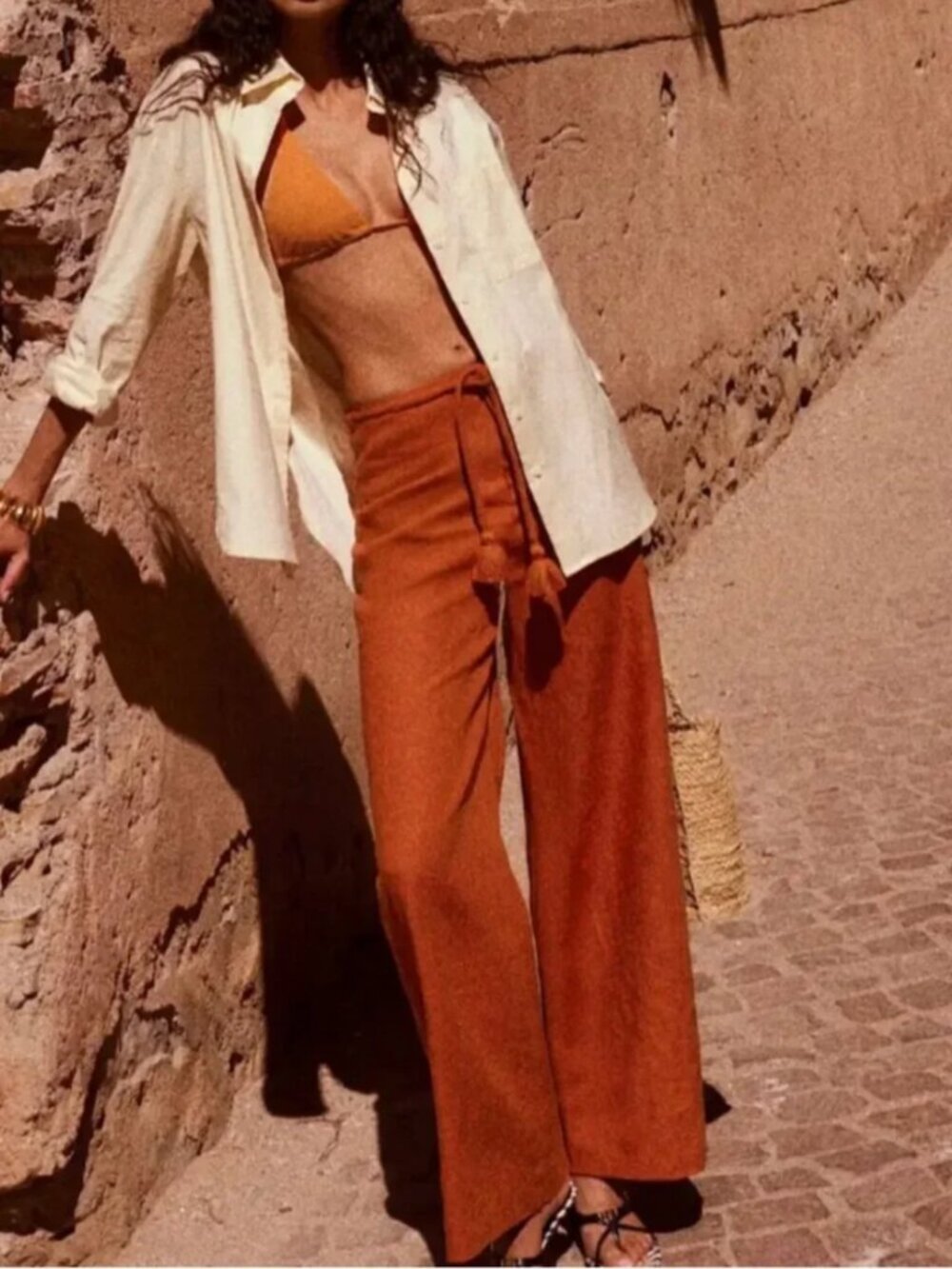 ✨ SALE✨ Reformation Avery Linen Pant - Blood Orange Causal Vacation Straight 0/2